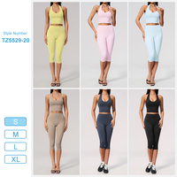 TZ5529-20 Nouveaux ensembles de yoga sans manches en tissu brossé avec haut dos nu à large encolure en U et leggings au design élégant qui accentue les hanches
