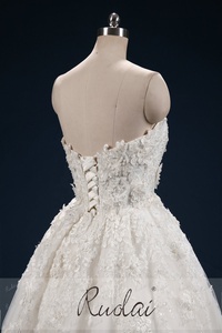 Ruolai QW01398 luxe sur mesure 3D fleurs cristal et perles dentelle robes de mariée chérie dentelle robe de bal robes de mariée - Product Image 5