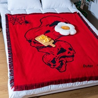 Neue Europäisch-Amerikanische Gewebte Wandteppiche Hochwertige Dekorative Polyester-Baumwoll-Cartoon-Anime-Decke mit Totenkopf-Motiv für Sofas
