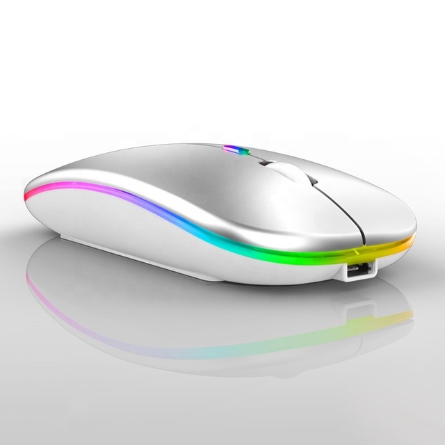 Wireless LED Slim Dual Mode Mouse, Rechargeable Mouse 2.4G USB Optical Wireless Mouse for Laptop, PC,  Mac OS, Android