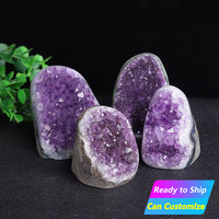Amas d'améthyste uruguayenne naturelle de haute qualité, 300-400g, personnalisation simple, élégante, ornements décoratifs pour le bureau à domicile