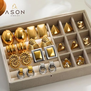 Boucles d'oreilles en acier inoxydable en gros, bijoux texturés creux, goutte d'eau irrégulière, clous d'oreilles épais plaqués or en forme de cœur pour femmes - Product Image 1