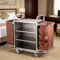 Troli Linen Hotel untuk Pembersihan Kamar Tamu dan Keperluan Housekeeping, Desain Lipat, Peralatan Komersial Hotel