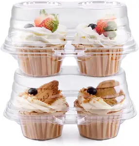 Individual Cupcake Containers Single Compartment Clear Disposable Cupcake Carrier Holder Box With Lid Pack Of 100