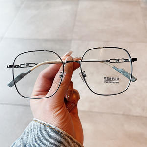 Montures de lunettes métalliques carrées D O2-22025, monture intégrale, verres PC anti-lumière bleue, design rétro unisexe - Product Image 4