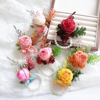 25044 Corsage Pernikahan Bunga Mawar Buatan dari Kain, Terlaris Lintas Negara, Gaya Eropa Minimalis, Dekorasi Boutonniere
