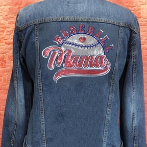 Patch à sequins Baseball <span class=keywords><strong>Mama</strong></span>, broderie à paillettes lettres rouges sur fond blanc argenté, applique couleur équipe pour veste en jean - Product Image 6