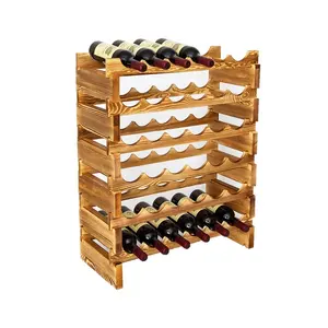 Estante de vino de madera apilable personalizado de fábrica BSCI para 36 soportes de botellas de vino vitrina de madera rústica - Product Image 2