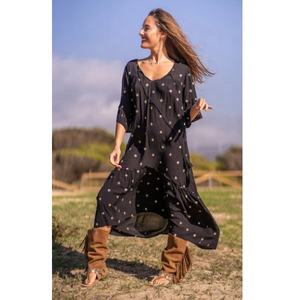 Robe de soirée robe de soirée robe audacieuse noire longue coupe ample manches à volants et ourlet robe longue avec paillettes embellies - Product Image 1