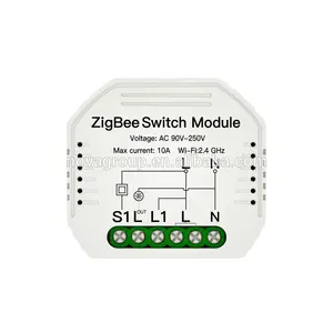 Tuya Smartlife App 无线 10A Zigbee 3.0 LED 迷你隐藏交换机模块墙壁开关 90-250V CE rohs Fcc 遥控器