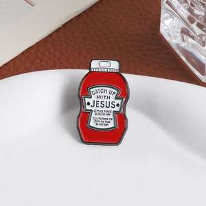 Pin Enamel Ketchup CATCH JESUS Grosir, Pin Buah Yesus, Iman Kristen, Lencana Ransel, Perhiasan, Hadiah - Product Image 4