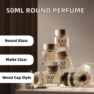 Factory Custom 50ml Round <b>Empty</b> Perfume <b>Spray</b> <b>Bottle</b> Pump Sprayer Matte Clear Glass Crystal Perfume <b>Bottle</b> Wood Cap/ - Product Image 2