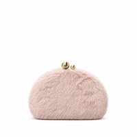 Pochette Aimiqi en cuir véritable avec boule en peluche, sac de soirée élégant et luxueux à double perles pour femme, petite pochette moelleuse en polyester