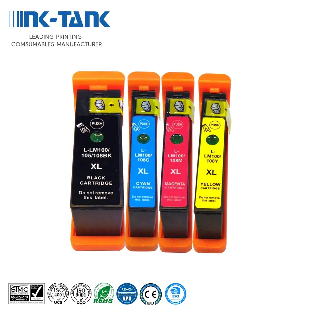 INK-TANK 100XL 100 105 108 LM100/105/108XL LM100/108XL Premium Color Compatible Ink Cartridge für Lexmark S301 302 305 S405 S815