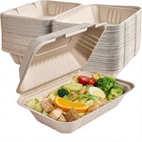 Conteneur alimentaire multi-usages en pulpe de bagasse de canne à sucre 100% biodégradable, compostable, sans PFAS, compatible micro-ondes, boîte à lunch