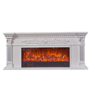 Soporte de TV con Chimenea Eléctrica de Roble Rústico Moderno con Termostato Ajustable, Madera Tallada en Resina, para Uso en Hoteles y Villas - Product Image 5