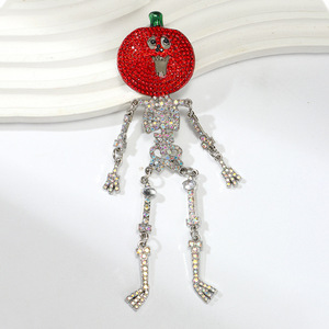 XILIANGFEIZI Broches de calavera de calabaza de nuevo estilo transfronterizo, divertidos y exagerados, de aleación plateada, regalos de aniversario - Product Image 1