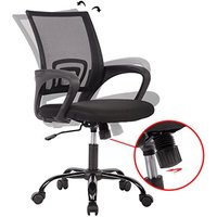Chaise de bureau ergonomique pivotante à dossier mi-haut en maille noire réglable en hauteur, idéale pour ordinateur – Prix abordable