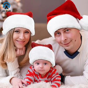 Chapeau de père noël rouge classique blanc fausse fourrure garniture <span class=keywords><strong>pompon</strong></span> chapeau de fête pour le jour de noël cadeau de noël usine bonnets chapeaux - Product Image 1