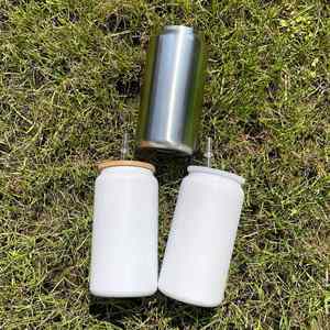 White Blank Sublimation Stainless Steel 16Oz Unbreakable <b>Metal</b> Drinking Soda Can Keep Hot Cold - Product Image 3