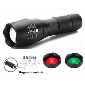 Nhôm T6 LED Đèn Pin Không Thấm Nước Zoomable Chiến Thuật Ngọn Đuốc Ánh Sáng Từ Tính Săn Bắn Đèn Pin Với Màu Đỏ/Màu Xanh Lá Cây Lơ Lơ - Product Image 4