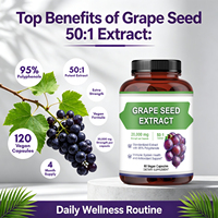 Vente en gros d'usine, soutien à la santé cardiaque, soutien à la santé des yeux et de la peau, complément alimentaire, capsules d'extrait de pépins de raisin pour adultes