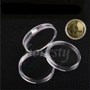 Transparent Round Plastic Coin Storage Capsules Holder Coin Display Cases Container Collection Box