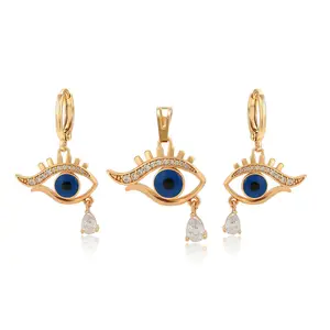 A00623745 Xuping Jewelry Fashion Personality Design Blue Eyes Environment-friendly Copper Diamond 18K Gold 2-piece Set