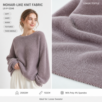 Tissu tricoté extensible effet mohair teint, 96% Poly 4% Spandex, 250GSM, 153cm, chaud, doux, confortable, épais, pour pulls amples en maille pour filles