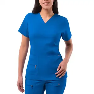 Set di Scrub per infermiere all'ingrosso Set di uniformi per maniche corte da cura per ospedale medico uniformi da donna con Logo personalizzato tessuto S-XXL