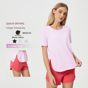 Xsunwing mujeres <span class=keywords><strong>Lulu</strong></span> Naked Feeling Yoga Wear Casual Tops transpirable secado rápido señoras camisetas sueltas correr ropa deportiva WDQ125 - Product Image 1