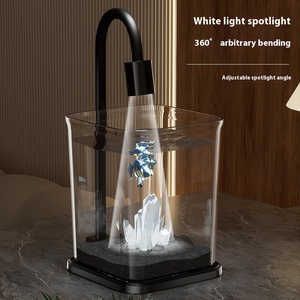 2025 nouveau plastique Transparent Durable petit aquarium de taille moyenne réservoir de poissons de bureau créatif 5W carré pour une utilisation en intérieur pour Betta - Product Image 1