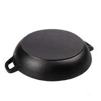 Casserole à fruits de mer peu profonde en fonte émaillée noire, durable et écologique, avec poignées et couvercle, pour braiser, compatible gaz et induction, ustensile de cuisine domestique
