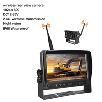 Système de caméra de recul sans fil 7 pouces HD720P avec vision nocturne, vue quadruple, étanche IP68, aide au stationnement pour camions/remorques/camping-cars