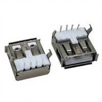 Connecteur USB 2.0 Mini-USB à angle droit DIP 4 broches avec couvercle à bride femelle pour montage sur circuit imprimé, noir/blanc, en PBT et laiton C2680, en acier nickelé