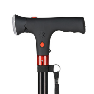 Bastón Plegable de Aleación de Aluminio, Longitud Ajustable de 85-97 cm, Color Negro, Bastón de Senderismo con Luz LED y Función de Alarma - Product Image 2