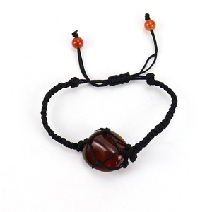Adjustable Bohemian Style <strong>Dreamcatcher</strong> <strong>Bracelet</strong> Hand-Woven with Black Jade Thread and Crystal Raw Stone Stone Net Bag Gift - Product Image 6