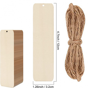 Marcadores de libros de madera en blanco para manualidades, placas de madera, etiquetas colgantes en blanco, adornos de madera. - Product Image 5