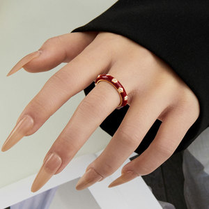 Red Plum Blossom Flower Open Ring Adjustable Band Prong Setting Jewelry Gift - Product Image 2