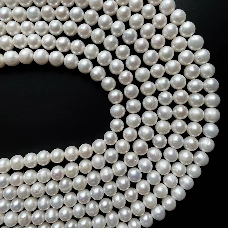 3-9mm AA cultured real loose color freshwater pearls strands chain natural wholesale with hole for jewellery making