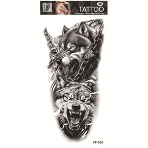 Autocollant de <span class=keywords><strong>tatouage</strong></span> temporaire réaliste imperméable noir et gris, motif <span class=keywords><strong>lion</strong></span>, aigle, crâne, faux <span class=keywords><strong>tatouage</strong></span> pour hommes, art corporel. - Product Image 3