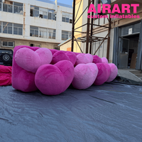 Mur gonflable en forme de cœur en peluche, mur gonflable en forme de cœur moelleux pour exposition extérieure et accessoires de mariage