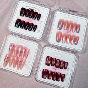 Lot de 10 <span class=keywords><strong>faux</strong></span> <span class=keywords><strong>ongles</strong></span> magnétiques œil de chat, courts, carrés, colorés, réutilisables, en acrylique, <span class=keywords><strong>prix</strong></span> d'usine - Product Image 2