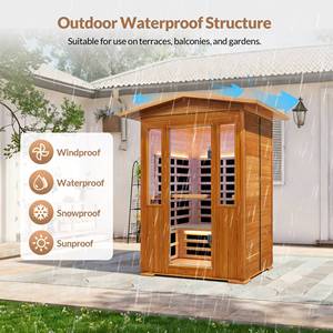 Liquidación de Fábrica: Sauna de Vapor Seco de Madera Maciza de Cedro Rojo Canadiense de 2.2KW con Infrarrojos Lejanos para Exteriores - Product Image 2