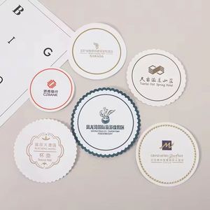Custom Logo Personalized Hotel Disposable Absorbent <b>Cup</b> White Paper Beer Coaster for Drink - Product Image 1