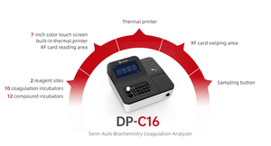 Analizador de Coagulación Bioquímica Semiautomático Portátil Dymind DP-C16, Método Colorimétrico/Inmunoturbidimétrico, Pantalla Táctil de 7 Pulgadas - Product Image 5
