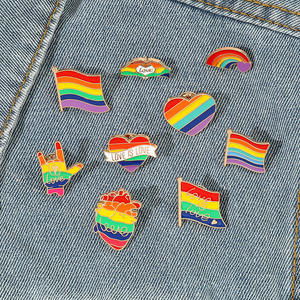 Broches de Orgullo LGBT con Diseño de Arcoíris, Broche de Aleación Esmaltada para Sombrero, Ropa, Corbata, Bufanda, Botón, Insignia, Broche de Corazón, Venta al por Mayor - Product Image 1