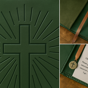 Diario de Oración Verde, Cuaderno Devocional Cristiano con Cruz Grabada en Relieve, Imitación Piel, con Marcapáginas de Cinta para el Estudio Diario de la Biblia - Product Image 2