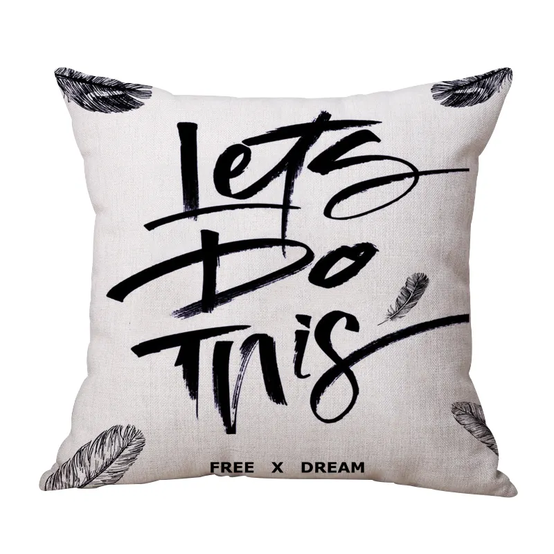 Custom slogan creative print pillow linen cushion cover
