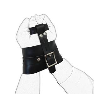 Ventes directes d'usine noir réglable en cuir PU main esclave Bondage Gear BDSM jeux pour adultes pour les femmes amoureux - Product Image 5
